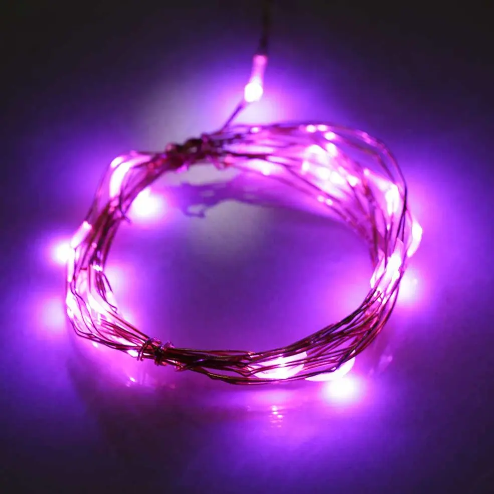 

10 pcs 2M 20LED Copper Wire Xmas Wedding String Fairy Light Lamp Battery Operated Violet