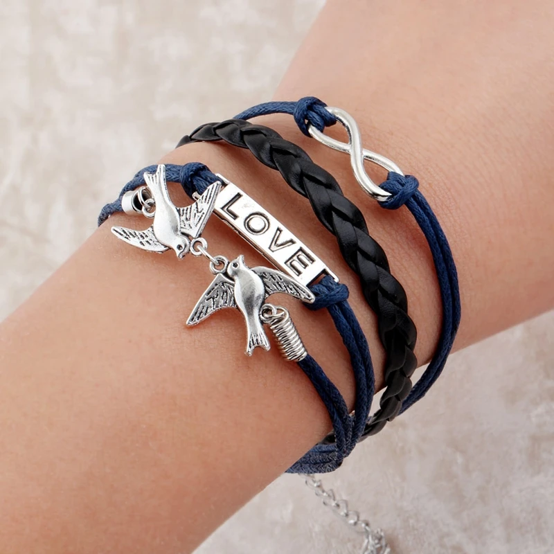 Fashion armbanden voor vrouwen owl love bird bracelets pulseras mujer