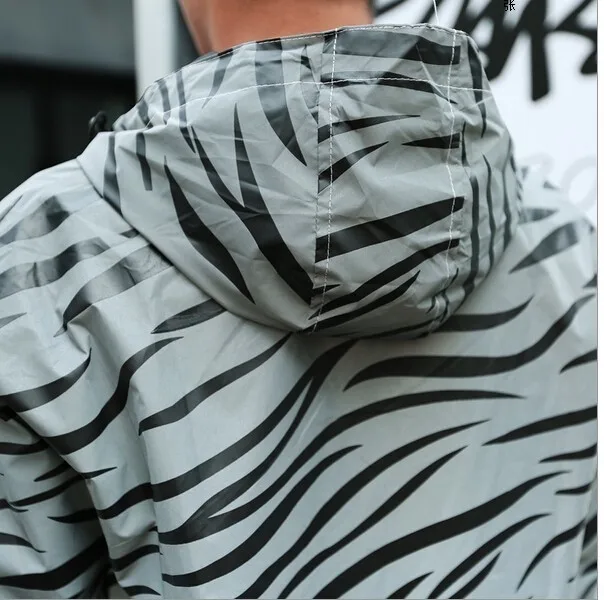 Reflective Zebra Print Windbreaker Jacket 38