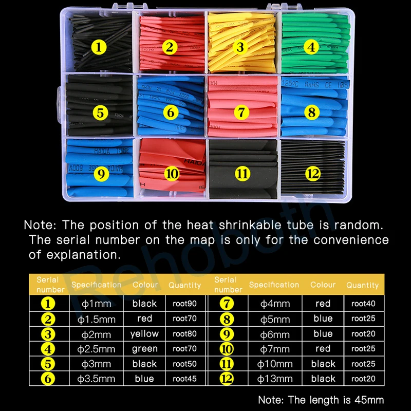 560 шт набор полиолефиновых термоусадочных проводов, комплект трубок, аксессуары для проводов