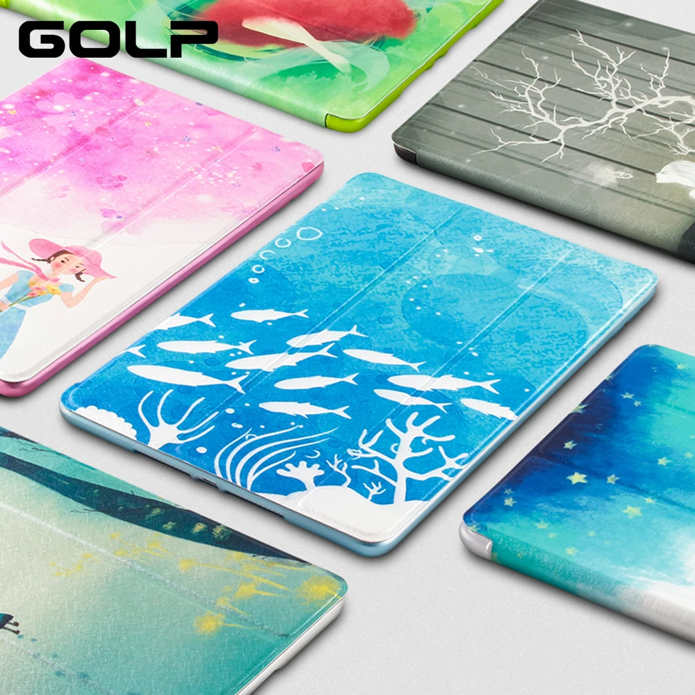 

Case for iPad 9.7 2017 2018, GOLP PU Leather Magnetic Auto Sleep/Wake Smart Cover Soft TPU Back Case for iPad 2018 cover