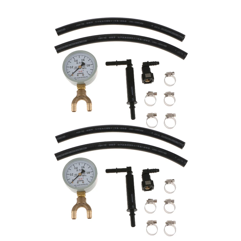 2 Set Car Fuel Injection Pump Pressure Injector Tester Pressure Gauge Kits