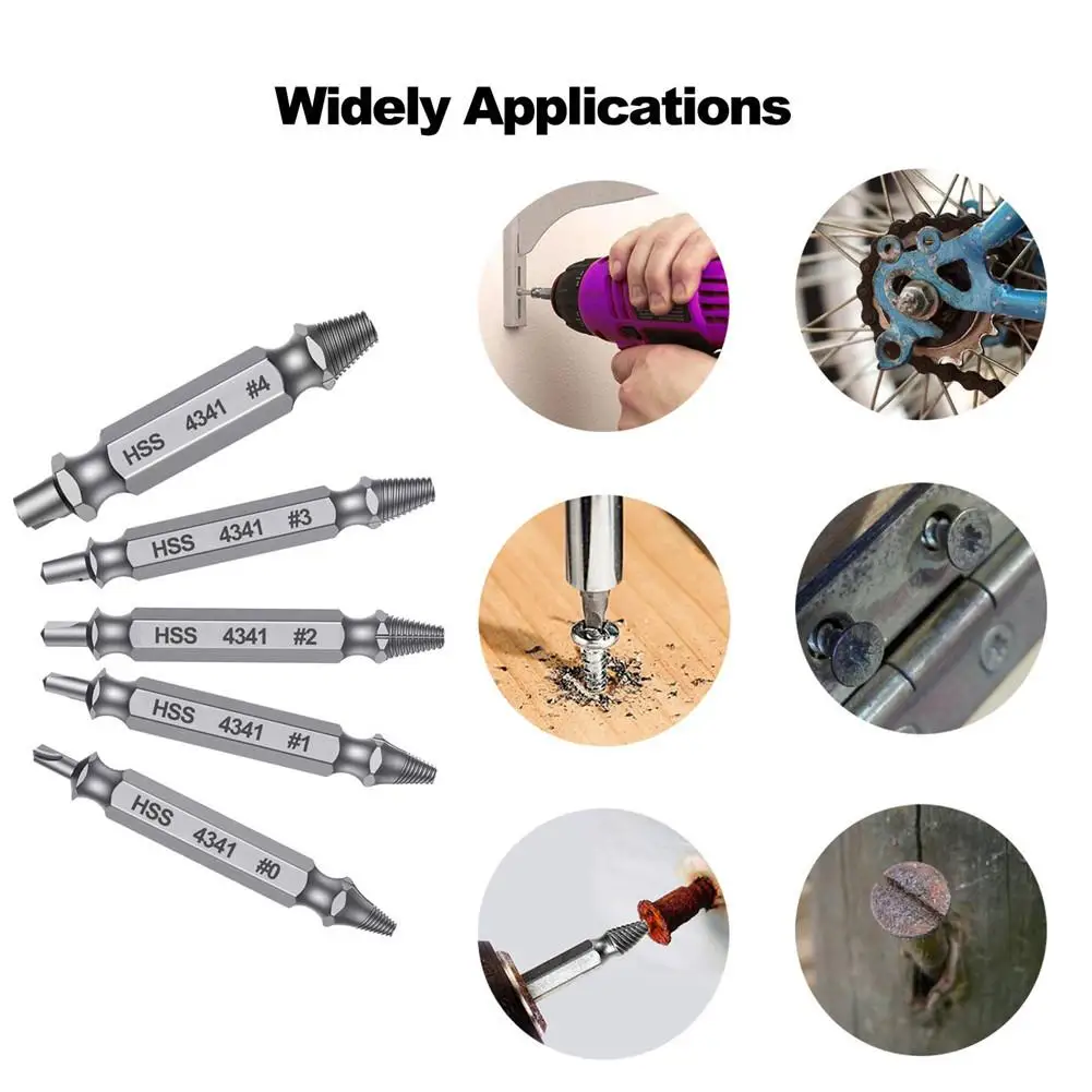 5 шт./упак. Двусторонняя поврежденный Винт экстрактор сверла по металлу выталкивающий болт инструмент удаления поврежденные винты скольжения зубы отвертка