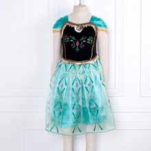 E-babe/, летнее зеленое платье принцессы Анны F rozen для маленьких девочек Карнавальный костюм с героями мультфильмов детские платья