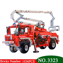 3323, 1036 шт, строительные блоки для пожарной машины, совместимы с 8289, DIY Развивающие кирпичи, игрушки для детей, отличный подарок