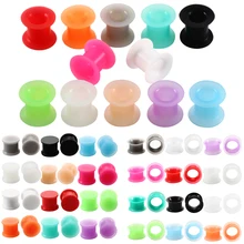 Tampões de túnel de carne de ouvido, flexíveis duplos, 24 pçs/lote, cores misturadas, expansor, jóias de piercing expansor