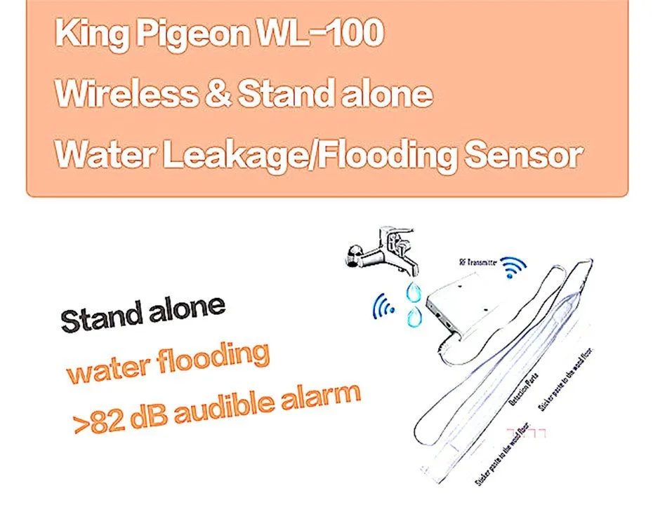433 МГц беспроводной датчик утечки воды сигнализация может работать автономная домашняя сигнализация детектор воды WL-100