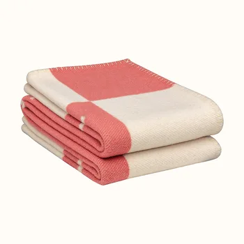 

Luxurious H Cashmere Blanket Crochet Soft Wool Scarf Shawl Portable Warm Plaid Sofa Bed Fleece Knitted Throw Cape Pink Blanket