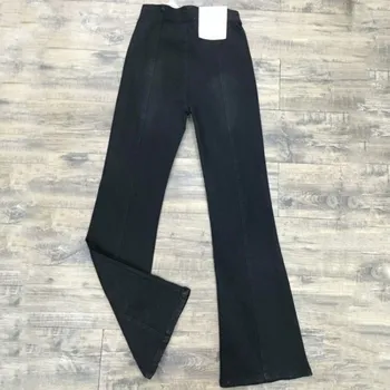 

2019 Hot Sale Ladies High Waist Slim Long Denim Pants Female Casual Blue/Black Elastic Flare Pants Jeans Trousers