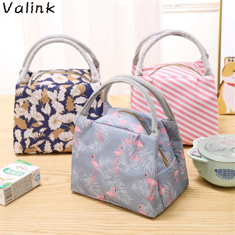 

New Lunch Bag Women Portable Functional Canvas Stripe Insulated Thermal Food Picnic Kids Cooler Lunch Box Bag Tote Bolsa Termica