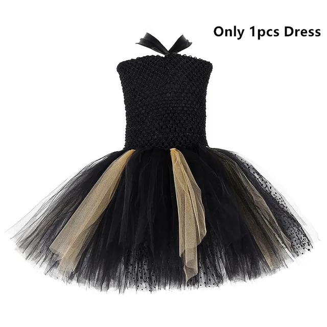 black and gold tulle dress