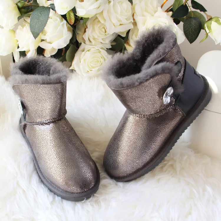 

New Genuine Sheepskin Leather Snow Boots Natural Fur Botas Mujer 100% Real Wool Warm Winter Boots Fashion Women Ankle Boots