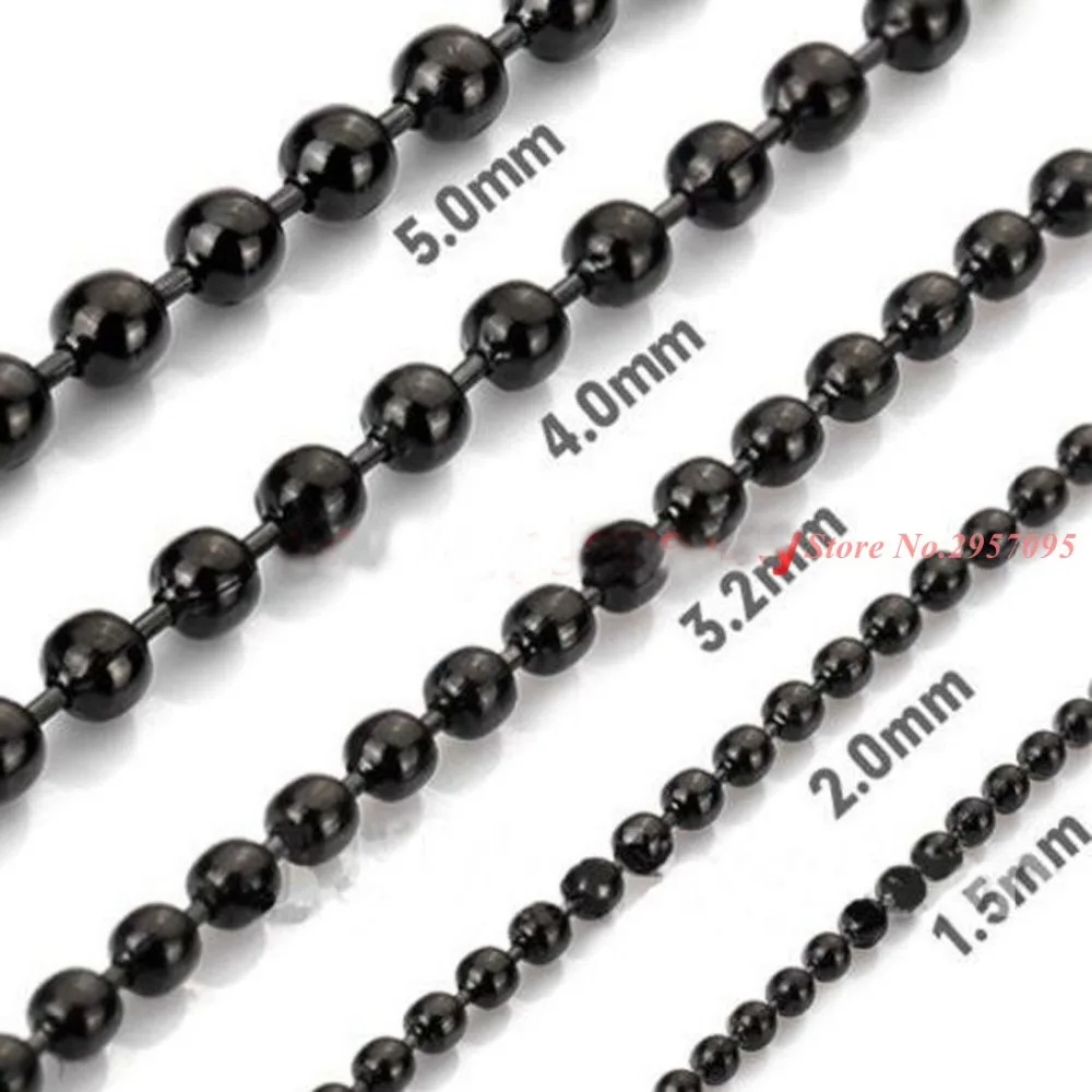 Black Color Stainless Steel Necklace For Men Jewelry Wholesale Trendy Long Beads Ball Chain ...