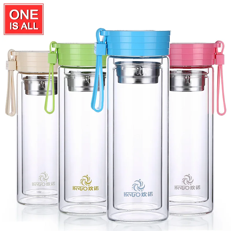 One Is All GYBL040 320ml Glass Water Bottle with Tea Infuser Bottle