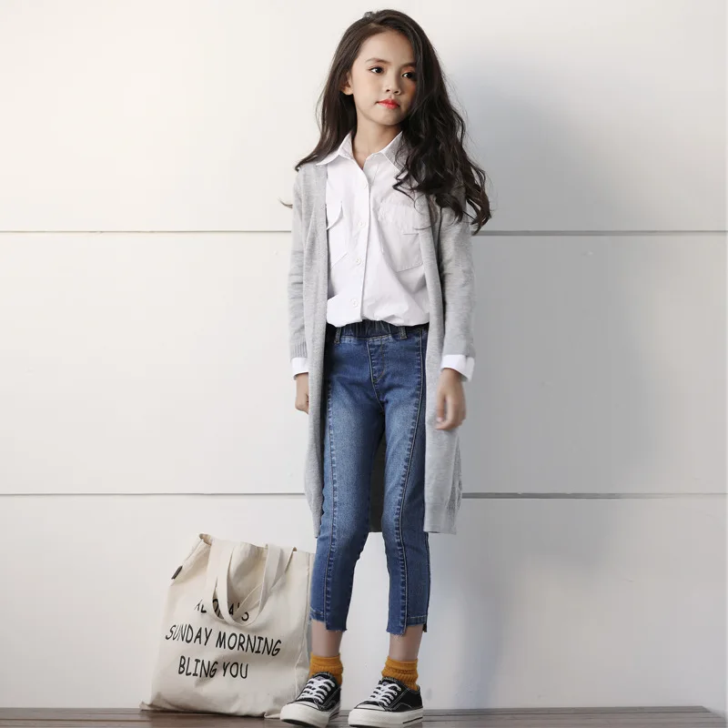 

6-16Yrs New Knitwear teens Girl Knitted Sweater spring Autumn girls Clothing Wear Sweaters Baby Girls Cardigan 3 Collors CA801