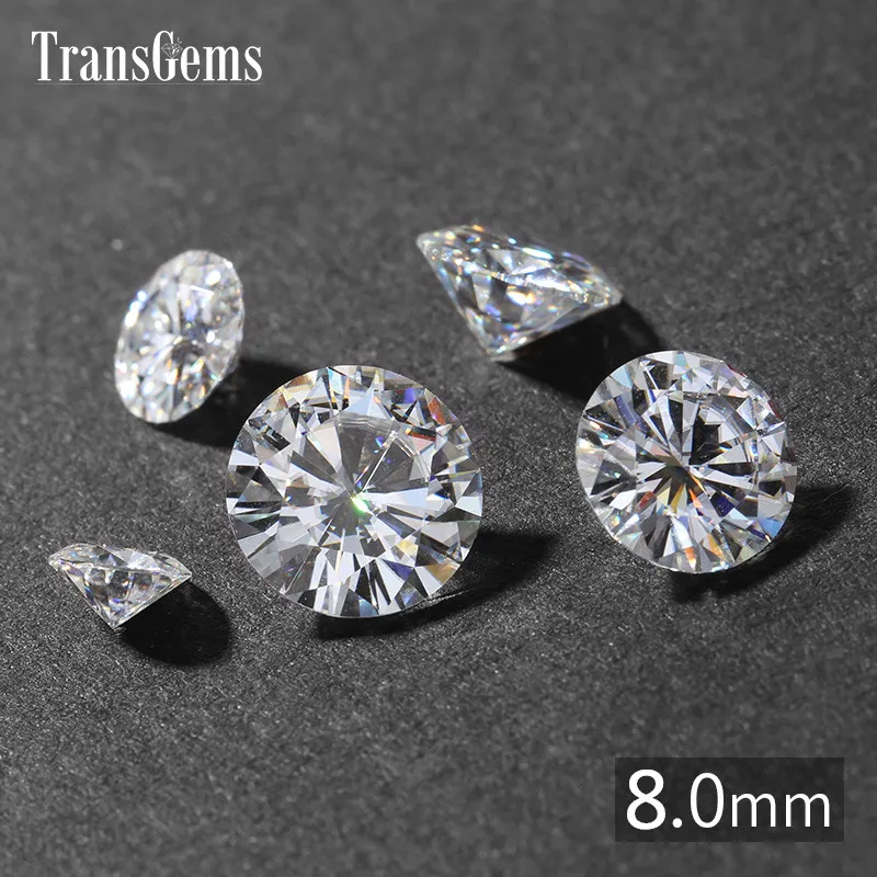 TransGems 1 pieza diámetro 8mm GH color ronda de corazones y flechas corte laboratorio crecido Moissanite para hacer joyería de 2 quilates - 1