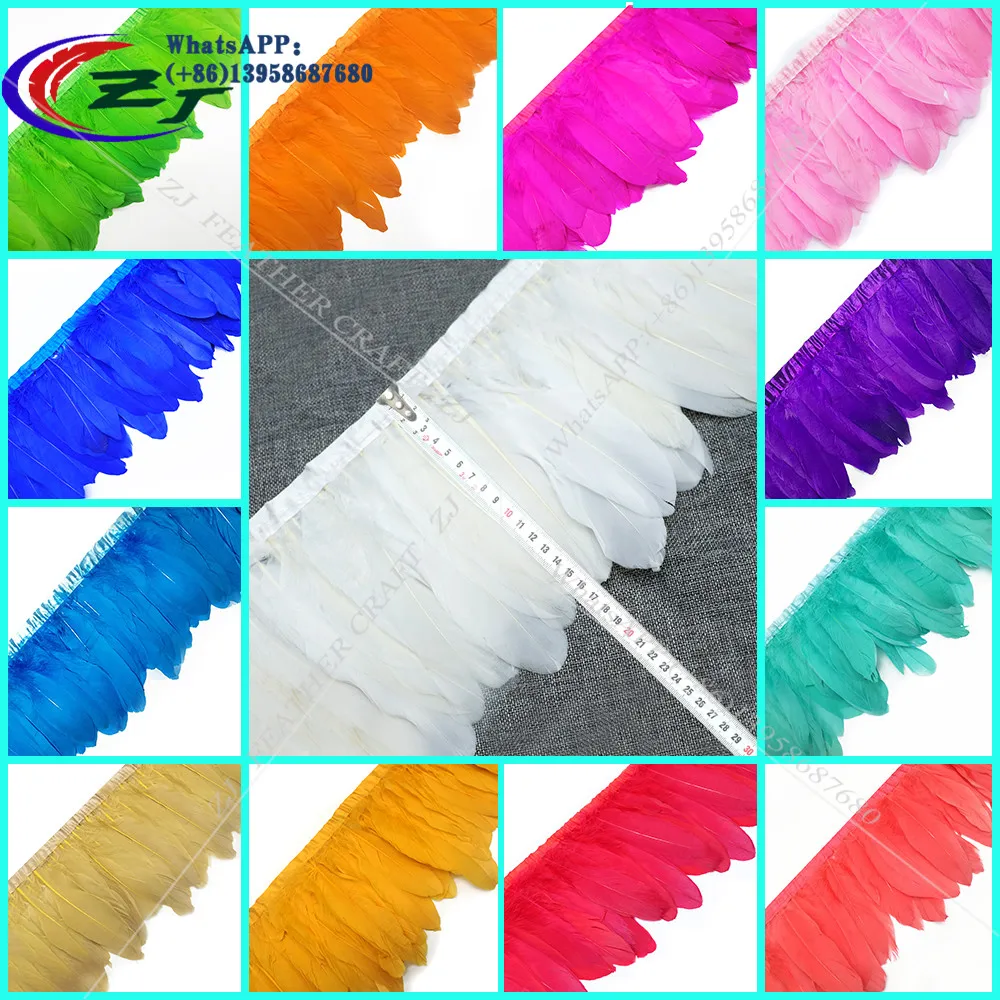 

10 Yards 15-17cm 20Color Natural Goose Feather Trim Bride Wedding Party Decoration Feather Ribbon Fringe DIY Clothes Accessories