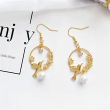 Модные серьги восстановление древних способов Цветы Длинные Подвесные серьги темперамент жемчужные серьги, серьги женские