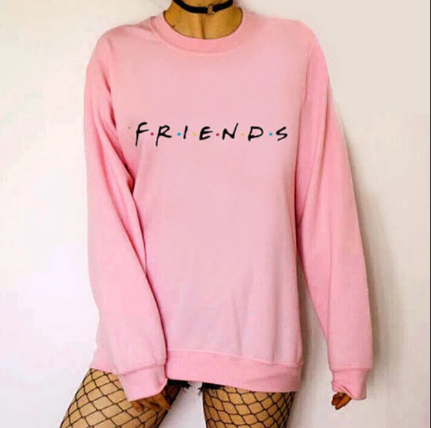 Женские толстовки с принтами, женские повседневные Пуловеры с круглым вырезом - Цвет: Розовый