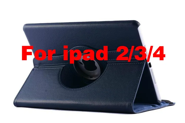 Чехол s для Apple ipad 2 ipad 3 ipad 4 чехол для планшета откидная подставка из искусственной кожи вращающийся на 360 чехол для ipad mini 2 mini 3 Чехол+ пленка - Цвет: For ipad234dark blue