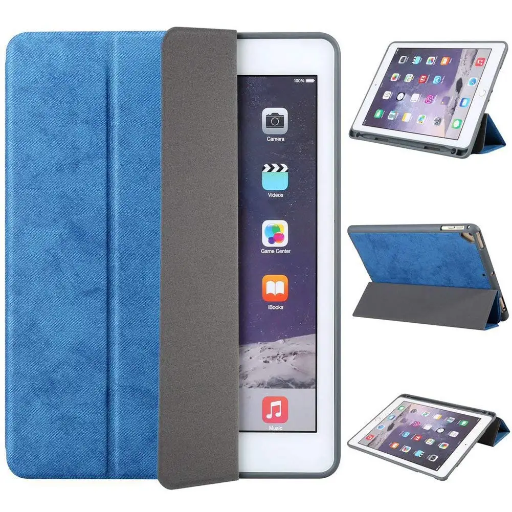

Pencil Holder Case For iPad Pro 10.5 2017 Smart Cover For New iPad 10.5 PU Leather Case Soft Magnetic Trifold Stand A1701 A1709