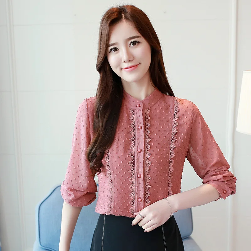 

Fashion Women New Style Sweet Long Sleeve Chiffon Blouses Shirts