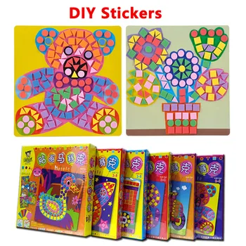 

6 Pcs/set Kids Puzzle Stickers Toys EVA Mosaic Art Farm Educational Baby Animals Flowers Transport Cars Children's Day Gift