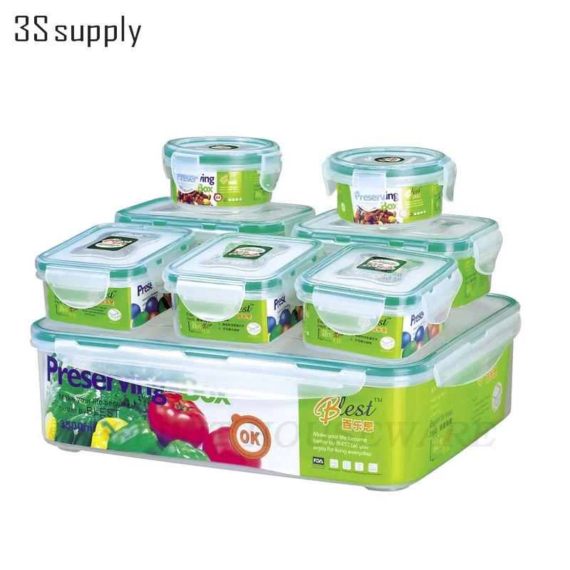 Home Plastic Storage Box 8pcs/set Microwavable Food Container Kitchen Organizer Bento Lunch Box Caixa Organizadora Vacuum Boxes