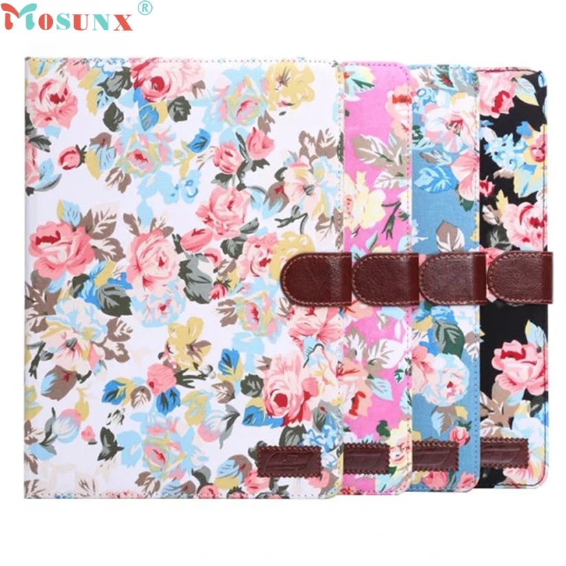 

Mosunx Simple Stone New Floral Flip Leather Wallet Cover Case For ipad 6 ipad Air 2 0916