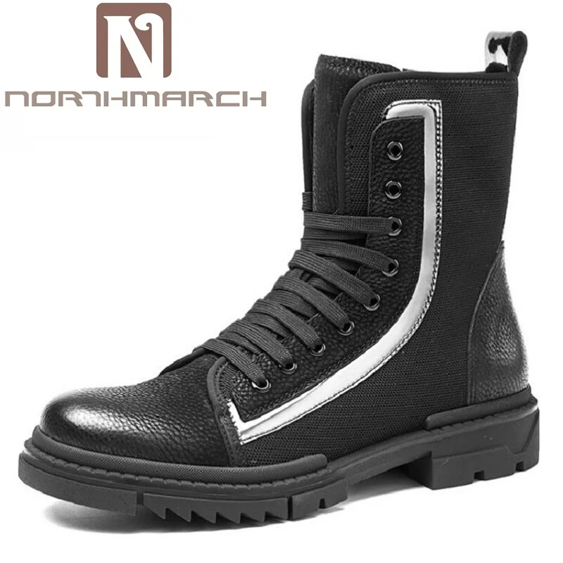 

NORTHMARCH Winter Men Martin Boots Casual Round Toe Motorcycle Flats Boots Autumn Comfortable Man Shoes Botas De Cuero De Hombre