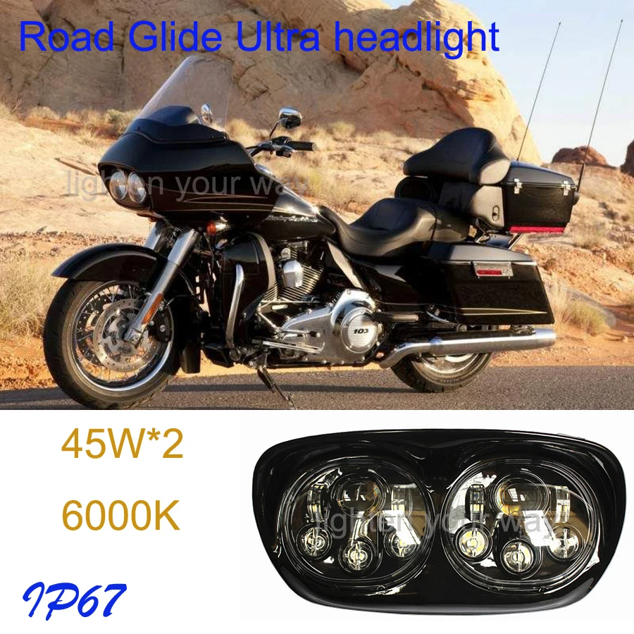 New arrival Harley accessories 45w*2 6000k 3600lm double led headlights