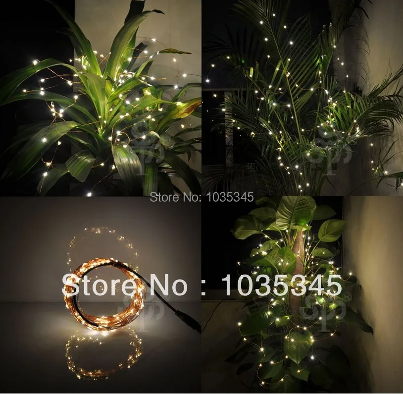 

33Ft 100LEDS Warm White Copper Wire LED Strip Lights 12V DC String Lights Included Power Adapter for outdoor christmas lights