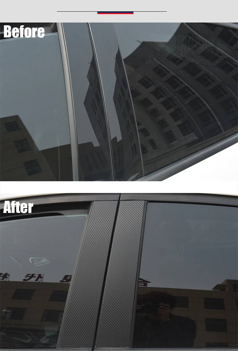 Car Window Pillars Decal Stickers Trim fit for Ford Focus 2012 2013 2014 2015 2016 Carbon Fiber Sticker 8pcs per set Car-styling 3333