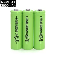 1,2 V AA Ni-MH аккумулятор 2000mAh 1,2 v аккумулятор высокой емкости камера/микрофон/мышь/игрушки батареи