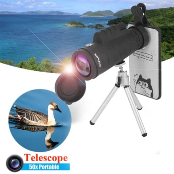 

Useful 50X Black Monocular Zoom Night Vision Telescope + Clip + Tripod For Mobile Phone