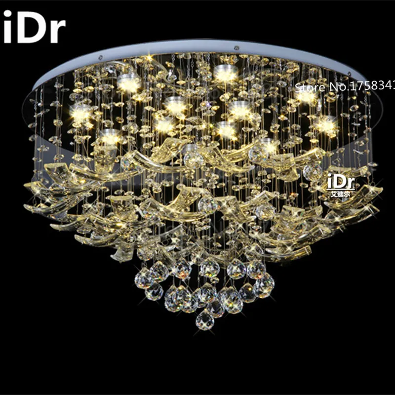

European modern minimalist living room lights circular LED lamp crystal chandelier bedroom restaurant with iDr-0018