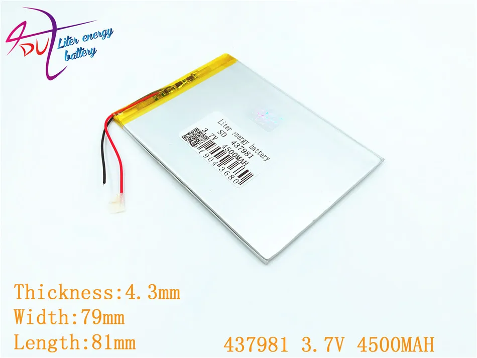 437981 3,7 V 4500mAH 408080 NTC; PLIB; полимерный литий-ионный/литий-ионный аккумулятор для планшетных ПК; банк питания; мобильный телефон