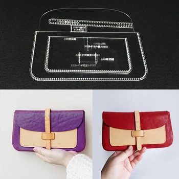 

Handmamde handbag Acrylic Template Leather Pattern DIY Hobby Leathercraft Sewing Pattern Stencils 230x125x10mm