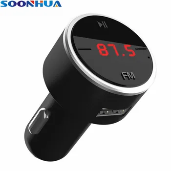 

SOONHUA 2.4A Dual USB Ports Bluetooth Car Charger FM Transmitter Fast Charging Adapter With Smart Shunt Current Digital Display