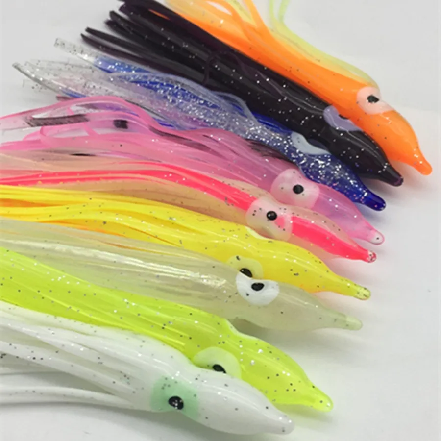 Squid Skirts Fishing Saltwater Octopus Fishing Lures, 30pcs Multicolor Soft  Plastic Octopus Skirts Luminous Squid Skirts Trolling Fishing Lures for