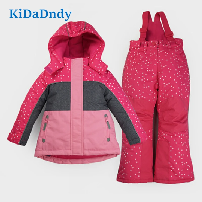 

2017 Girls Clothing Sets for child Outdoor Ski Suit Waterproof cotton Spring and Winter new Children's Down Warm and Thick YD172