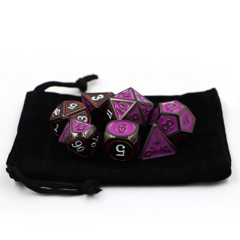 IMDG 7 шт./компл. Творческий RPG игра в кости многогранник металлические игральные кубики DND эмаль двухцветный высекательный пресс машины цвета: черный, фиолетовый, цифровой игра в кости