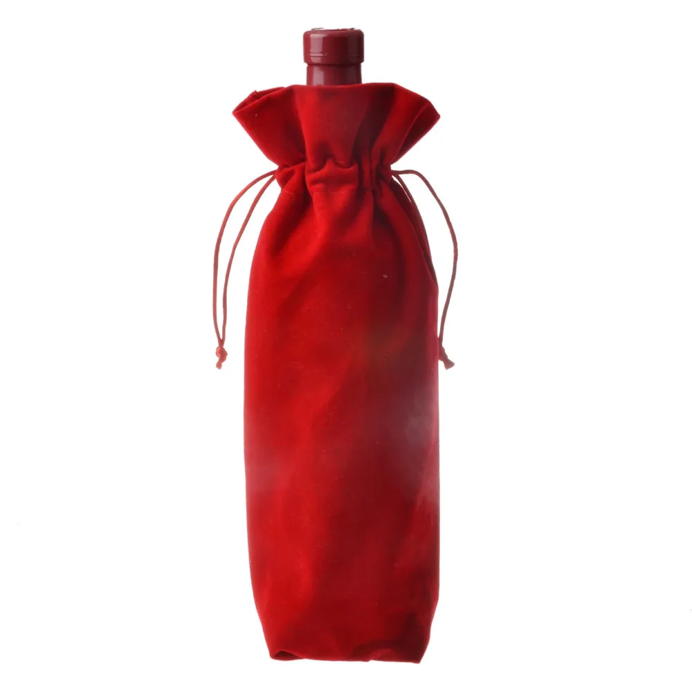 Velvet Wine Bottle Covers Drawstring Flannel Champagne Wine Bottle Gift
