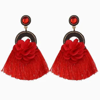 

Long Tassel Statement Earrings for Women Bohemian Ethnic Tassel Earring Boho Flower Fringed Earings Fashion Jewelry Dropshipping