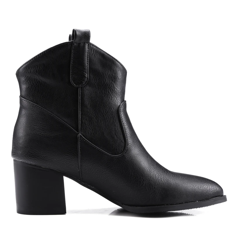 Karinluna 2018 Spring And Autumn Fashion Pointed Toe Slip-On Ankle Boots Mature High Square Heel Women Shoes Plus Size 32-47 Women's Shoes