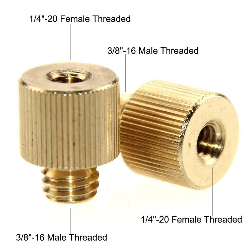 2pcs 14-20 to 38-16 Male Brass Tripod Thread Screw Adapter for Microphone Mic Screw Adapter Stand Holder Thread Parts (2)