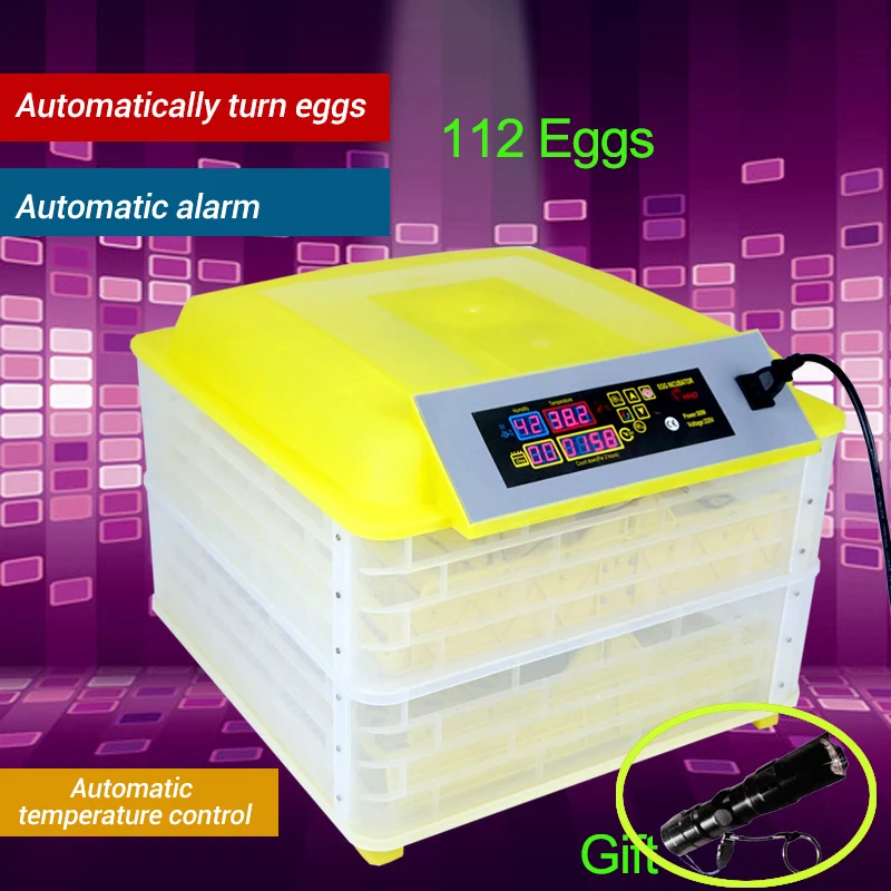 - 112 Egg Brooder Digital Fully Automatic Incubator Hatcher Turning Chicken Duck Humidity Temperature Control New Hatching Machine