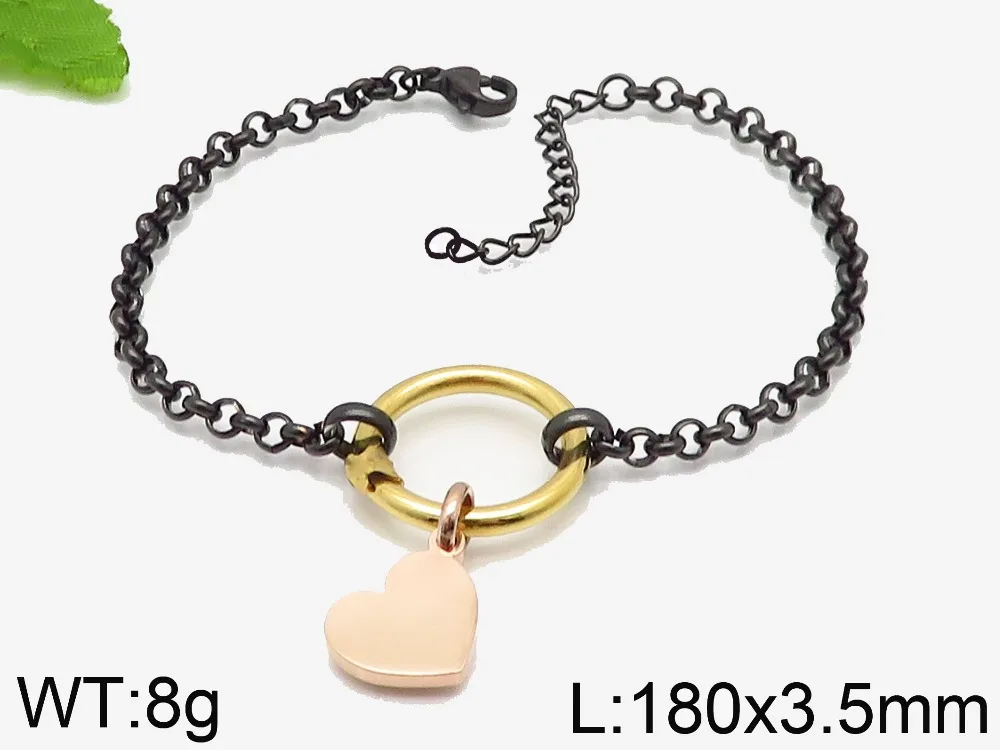 

New Spainish design bears style Stainless gold silver black round circle heart charms chains Bracelet Women pulseras osos
