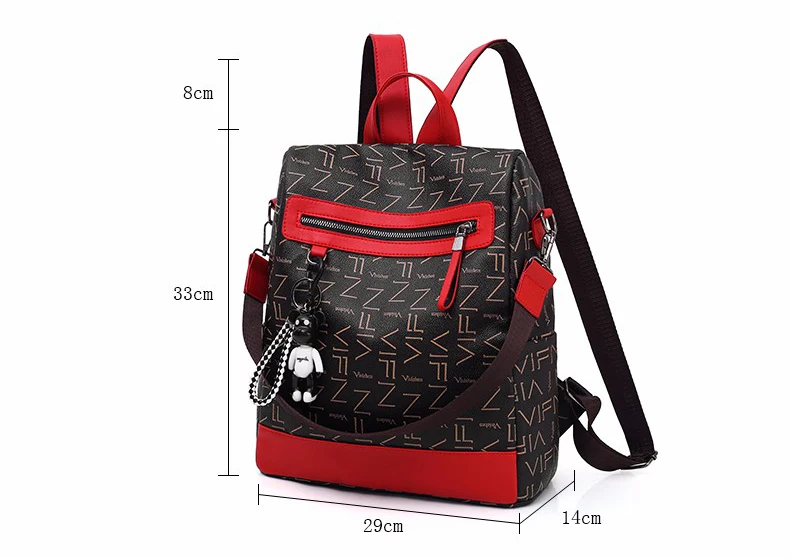 Ретро мода молния Дамский рюкзак кожаная школьная сумка высокого качества сумка на плечо для молодежных сумок медведь