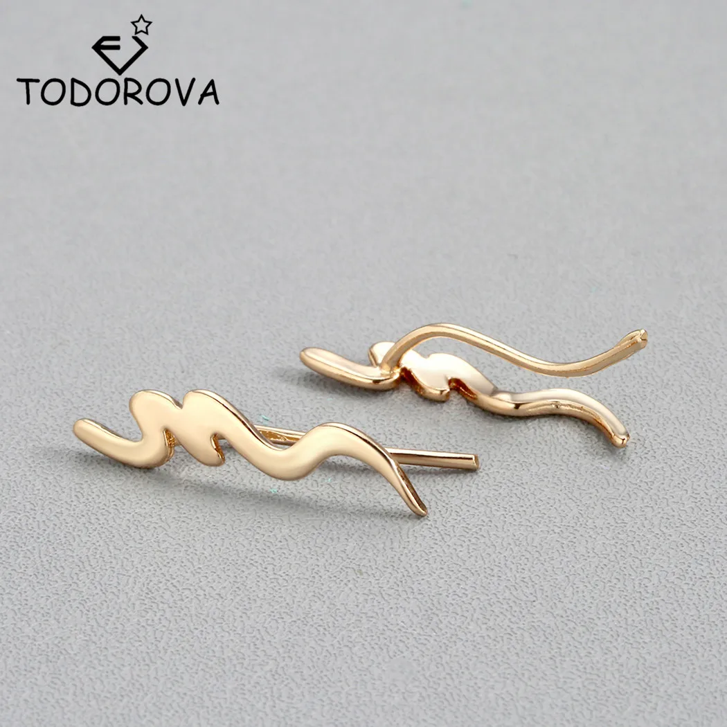 

Todorova Personalized Curved Lines Long Geometric Earrings Minimalist Jewelry Simple Wave Earrings